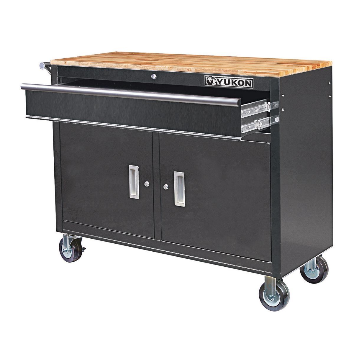 46 in. Mobile Workbench with Solid Wood Top B128915