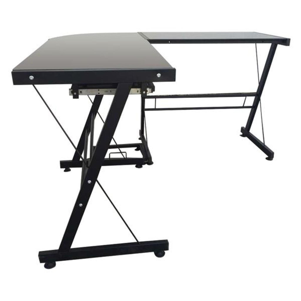 L-Shaped Corner Computer Game Desk with Removable Keyboard Tray M10270