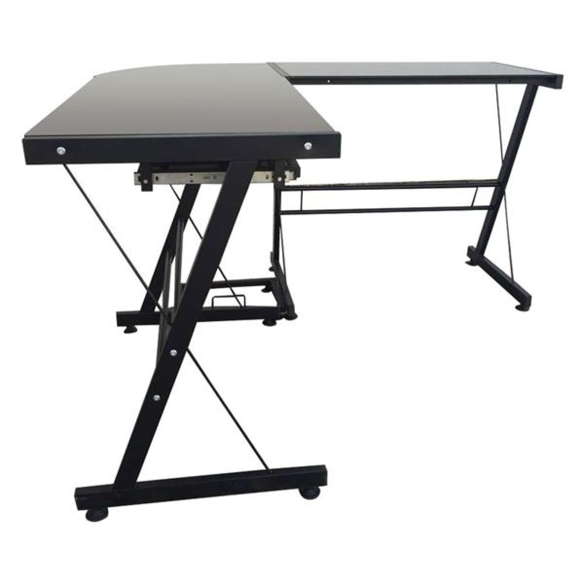 L-Shaped Corner Computer Game Desk with Removable Keyboard Tray M10270