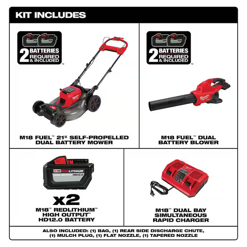 Brushless Cordless 21 in. Walk Behind Self-Propelled Mower with Battery, Charger & Blower C97851