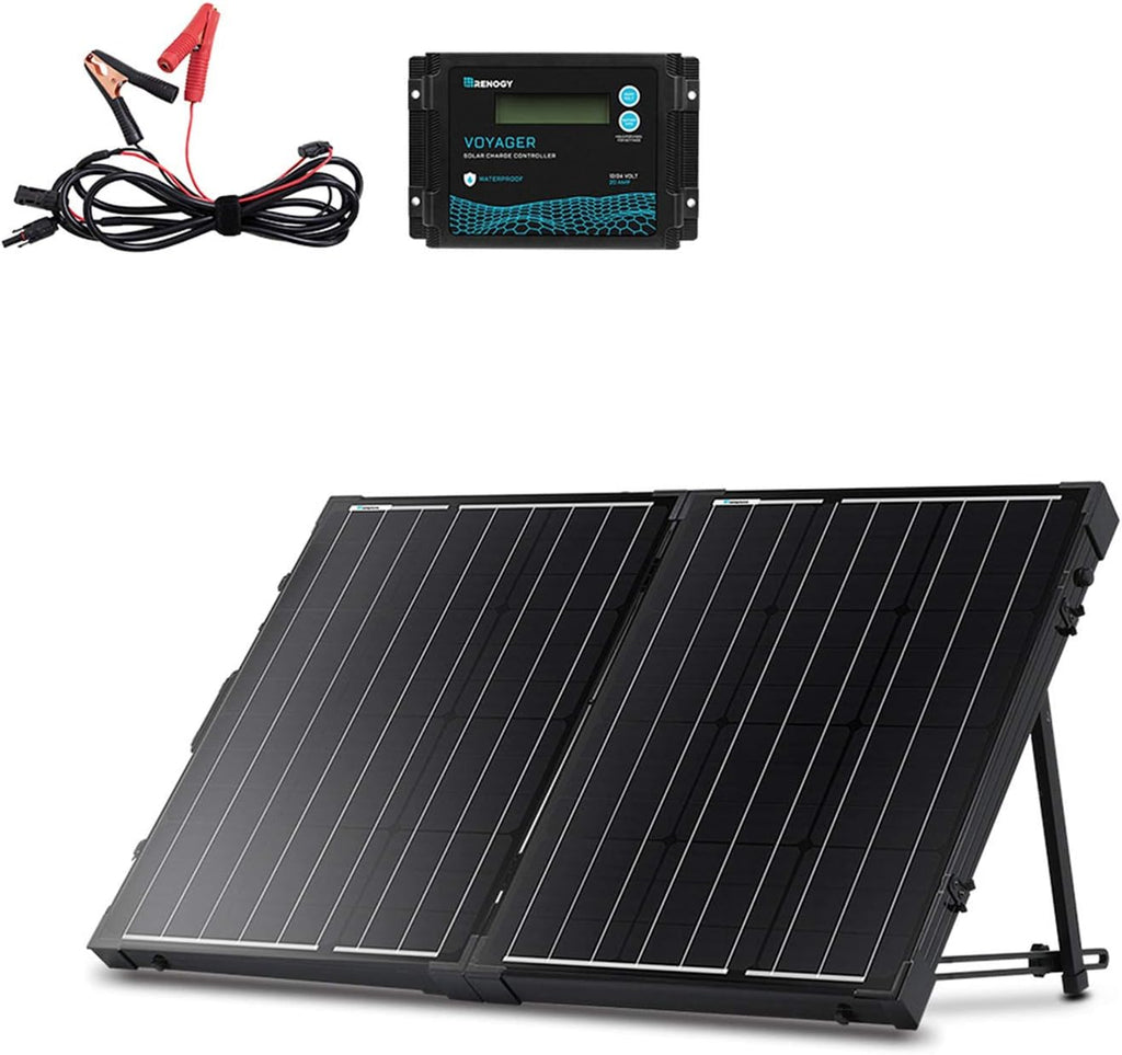 100 Watt 12 Volt Monocrystalline Foldable 2Pcs 50W Solar Panel Suitcase with Waterproof 20A Charger Controller K661570