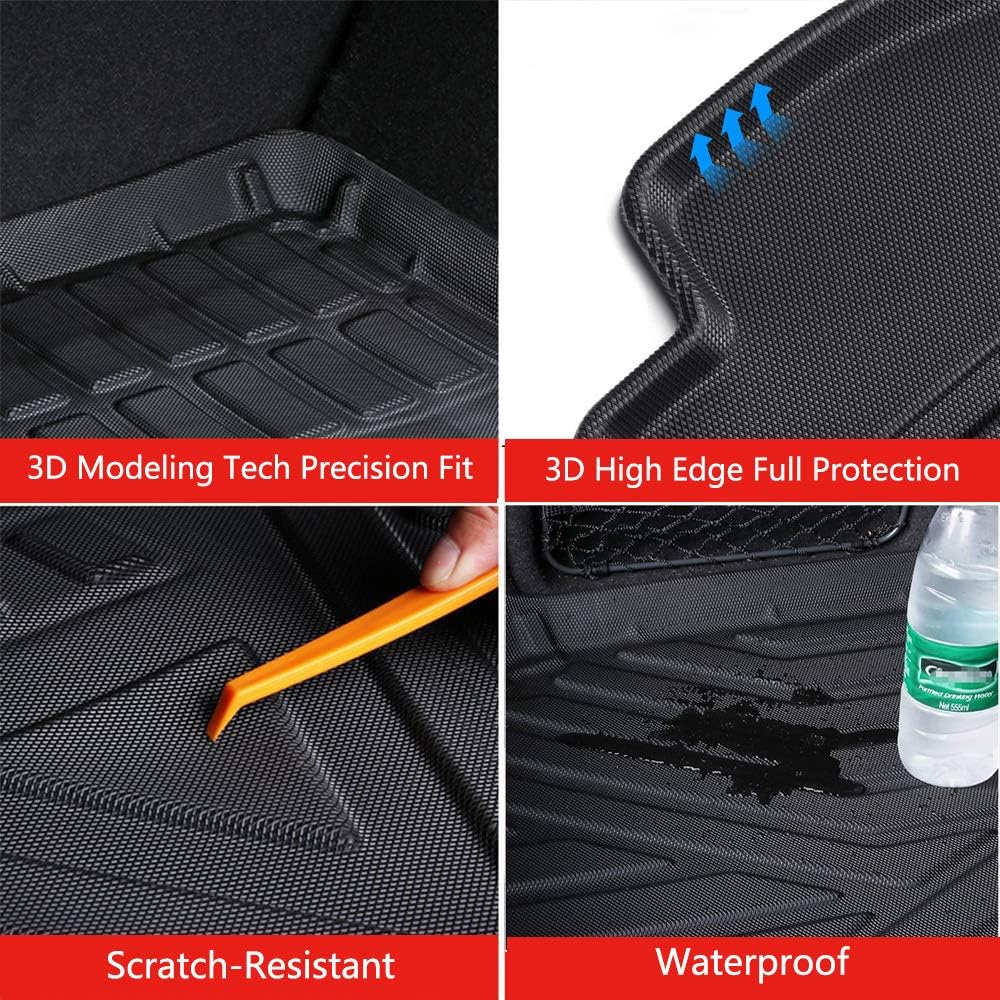 All Weather Rear Cargo Trunk Tray Floor Mats for 2011-2019 Ford Explorer 5 seats H2381
