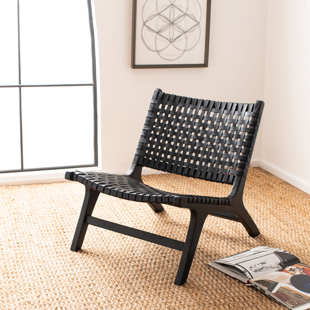 Black Leather Accent Chair B5101