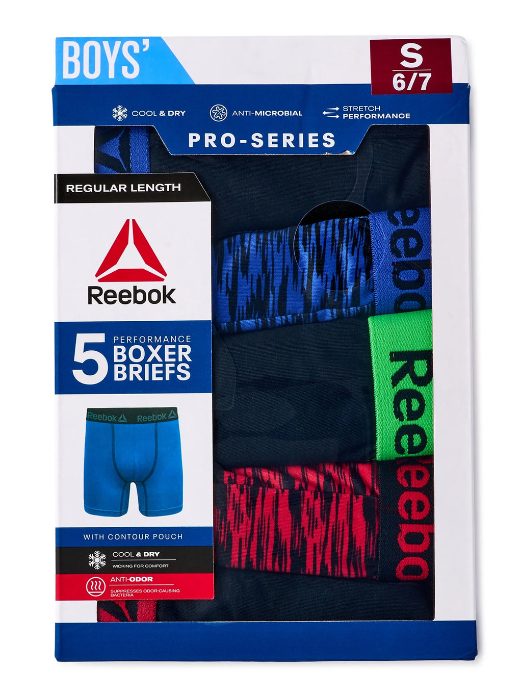Boys Performance Boxer Briefs, Large, 5-Pack H66629