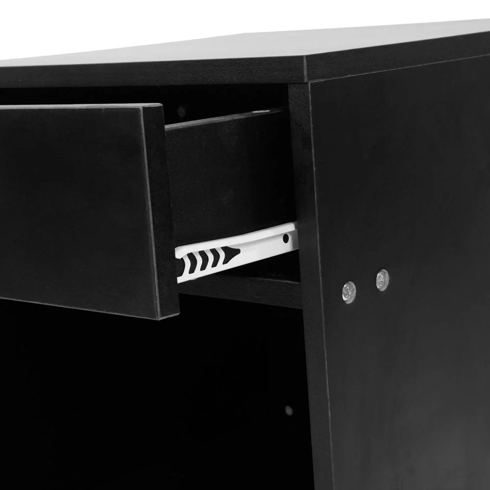 Black Wood 1 Drawer Bedside Table Q552460