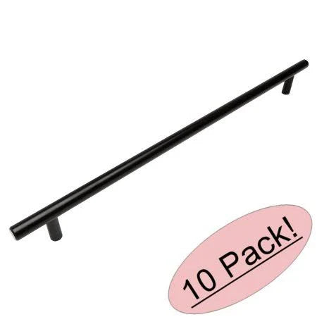 Flat Black Cabinet Hardware Bar Handle Pull, 26-1/2 inch Hole Centers V110019