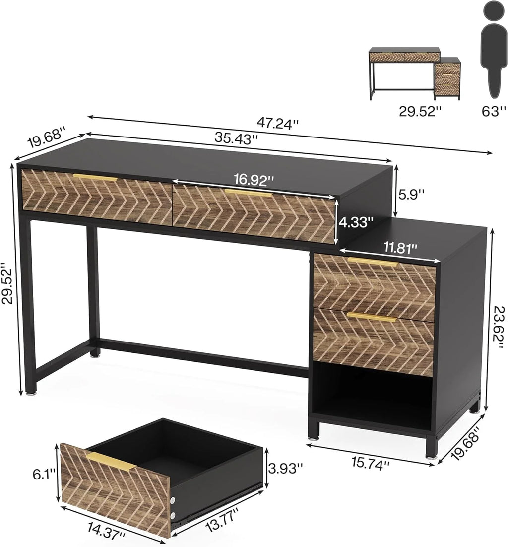 47" Computer Desk with 5 Drawers J7431