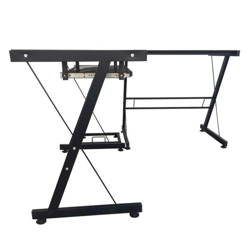 L-Shaped Corner Computer Game Desk with Removable Keyboard Tray M10270