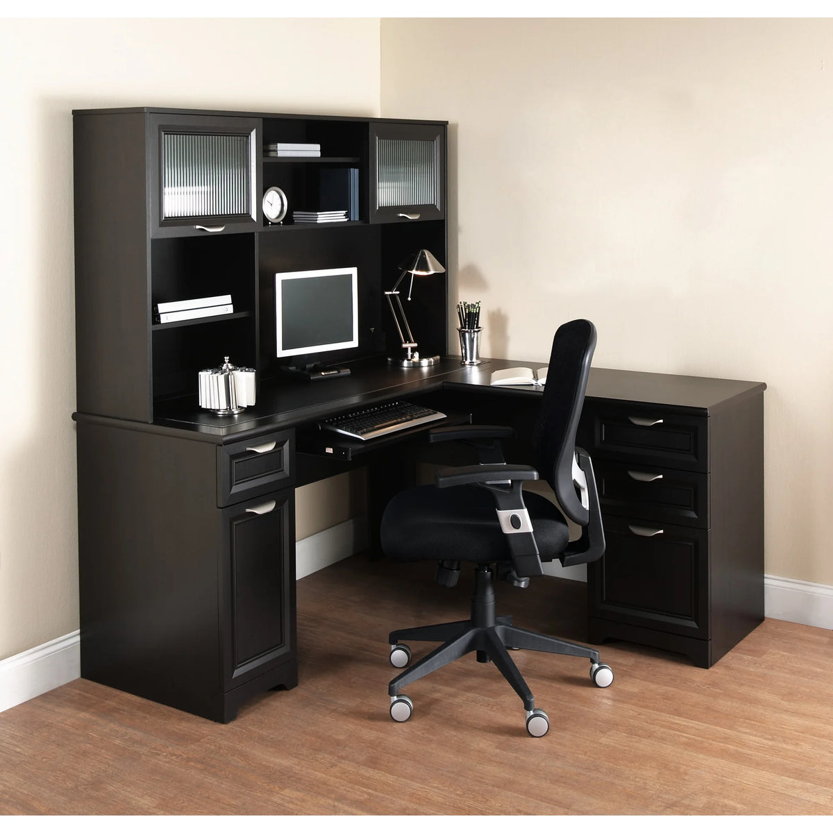 Espresso L-Shape Corner Desk D3968