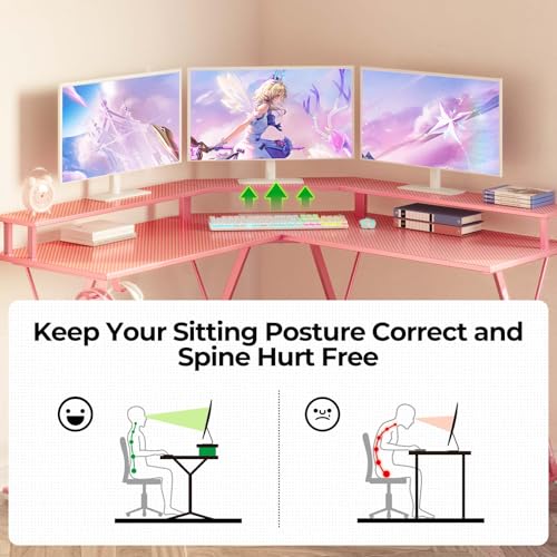 50.4” L-Shaped Gaming Desk with LED Light & Power Outlets G497198