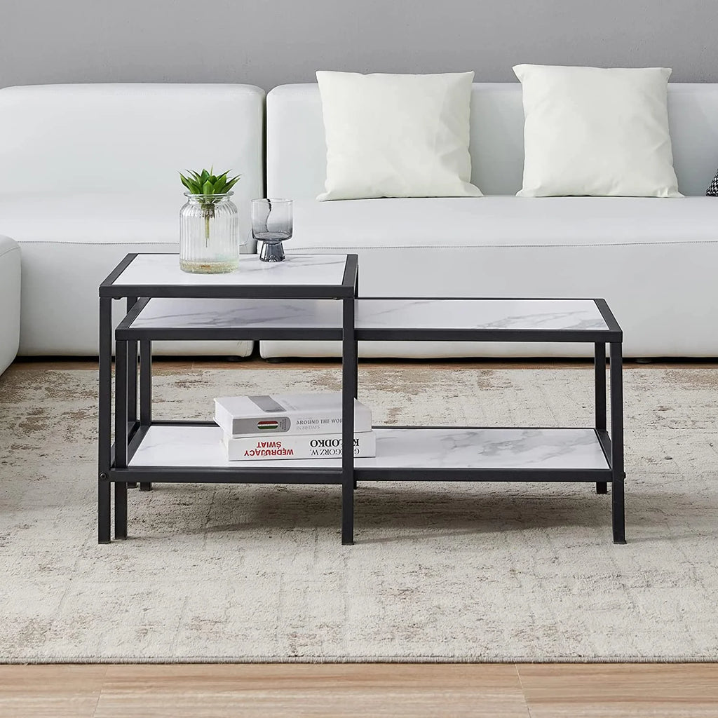 Marble Color Top Nesting Coffee Table Set with Metal Frame N456918
