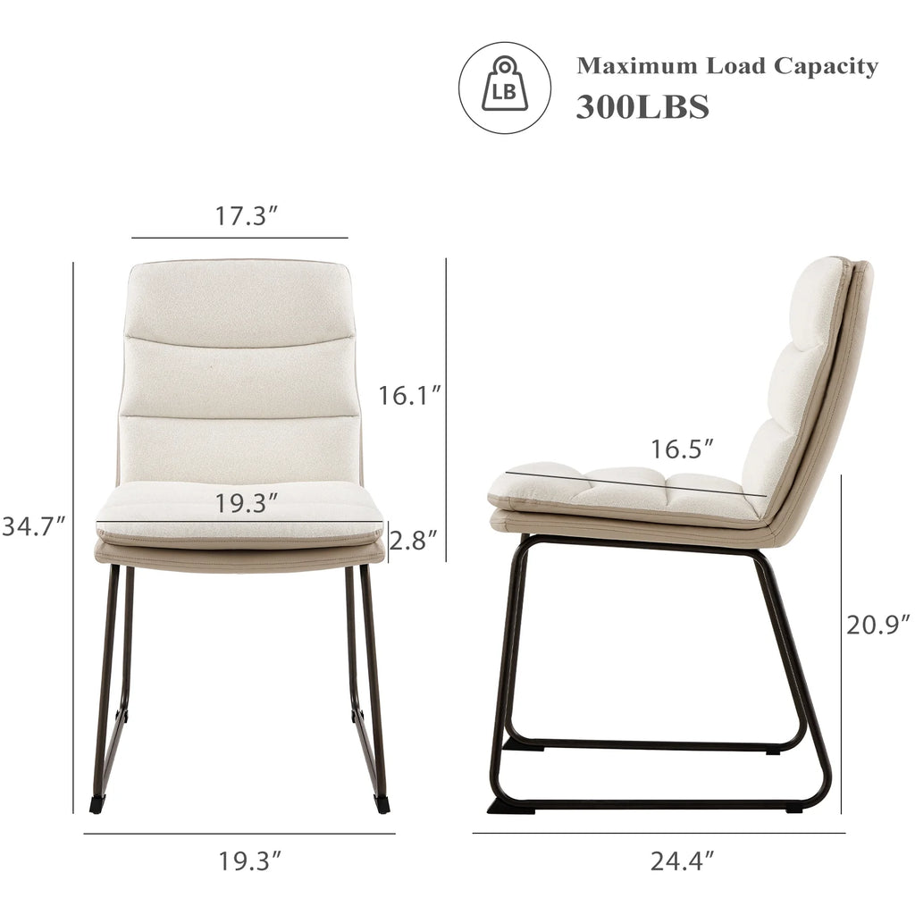Cream Fabric Upholstered Dining Chairs Set of 2 F9280