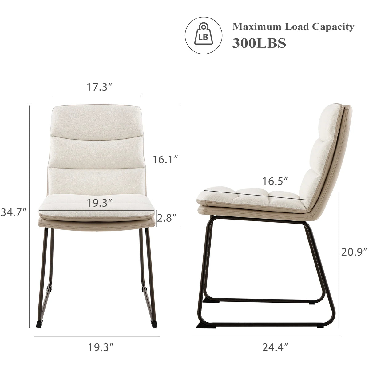 Cream Fabric Upholstered Dining Chairs Set of 2 F9280