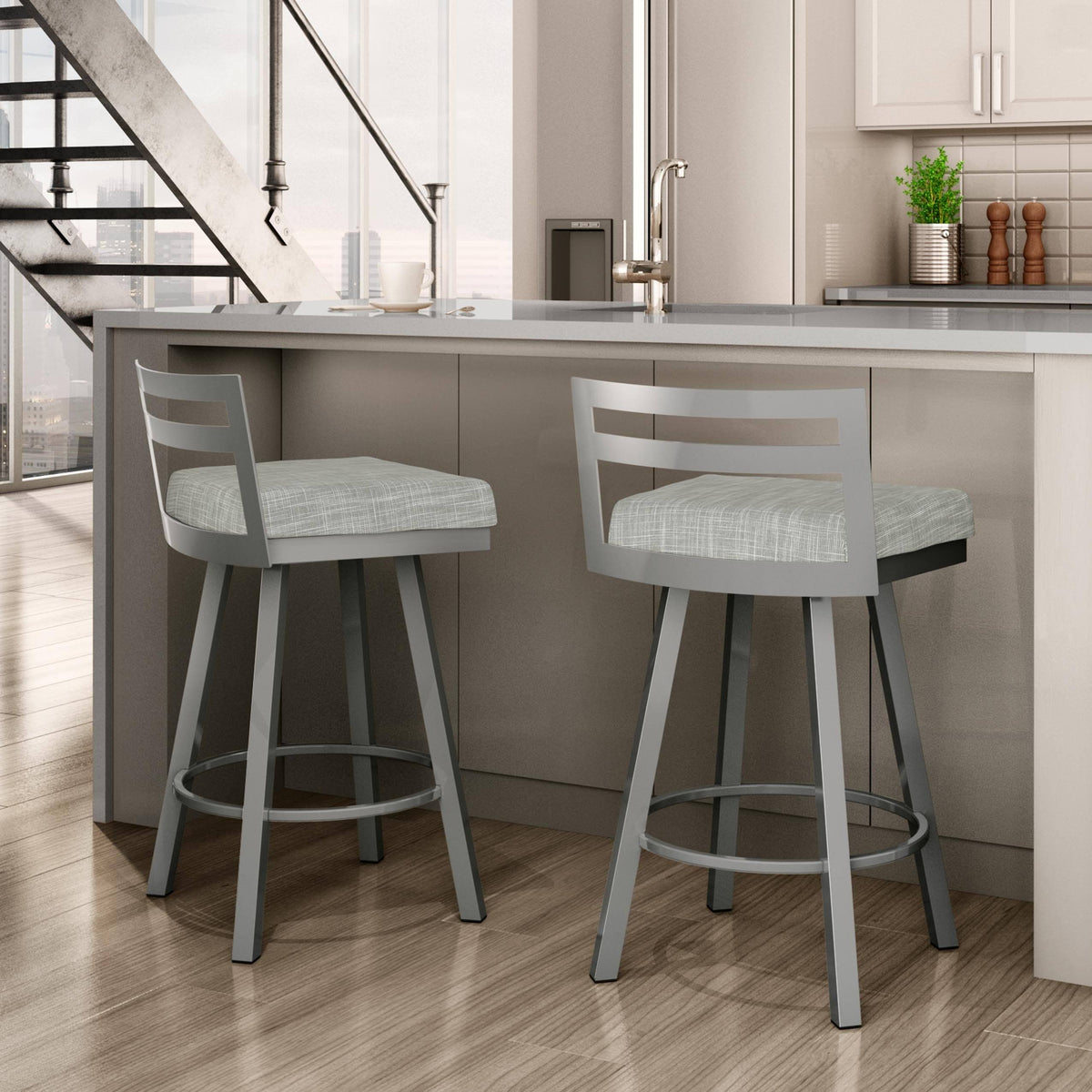 Black Faux Leather Swivel Counter Stool S4854