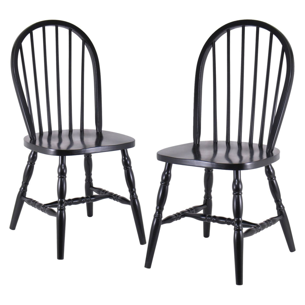 Set of 2 Windsor Chairs Black V80633