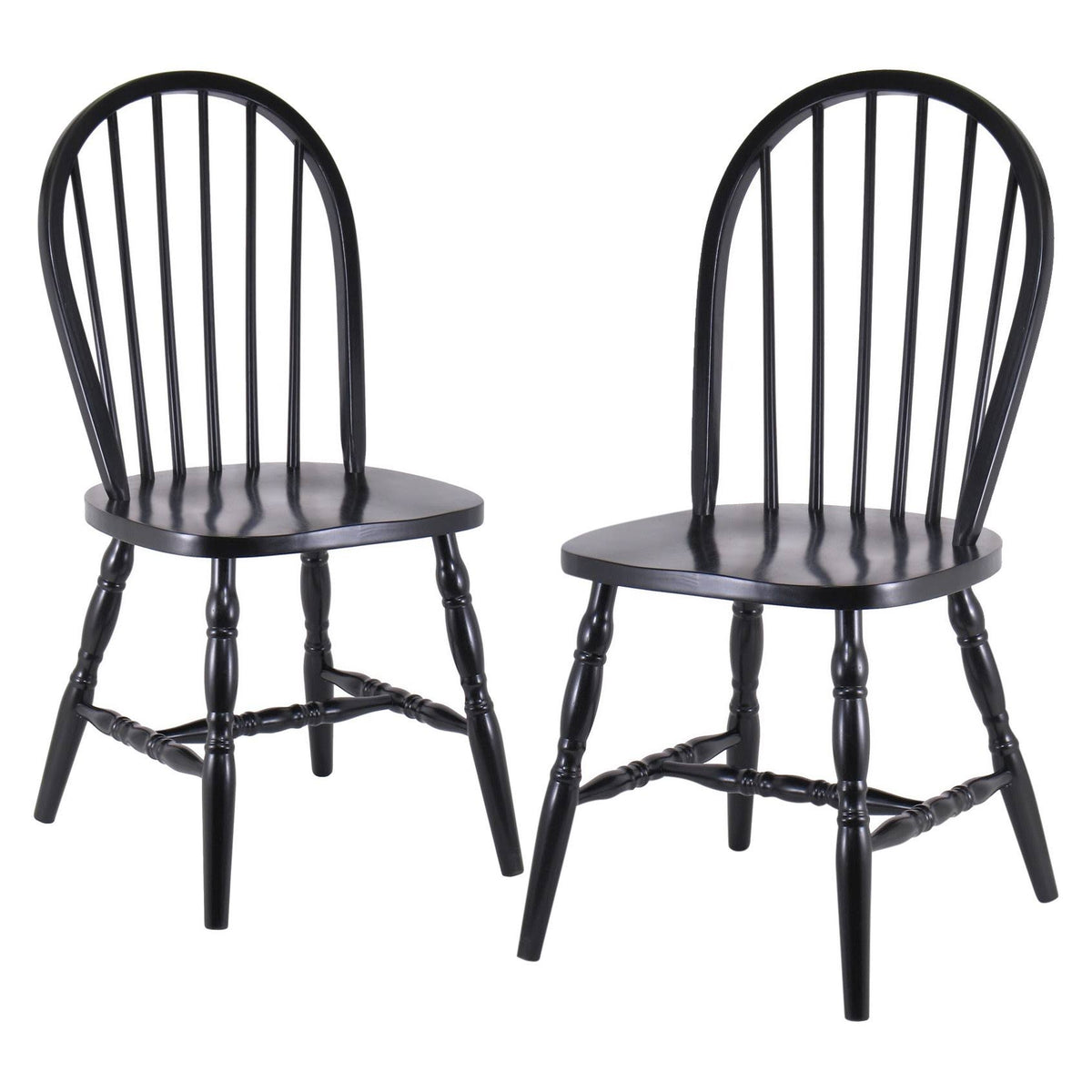 Set of 2 Windsor Chairs Black V80633