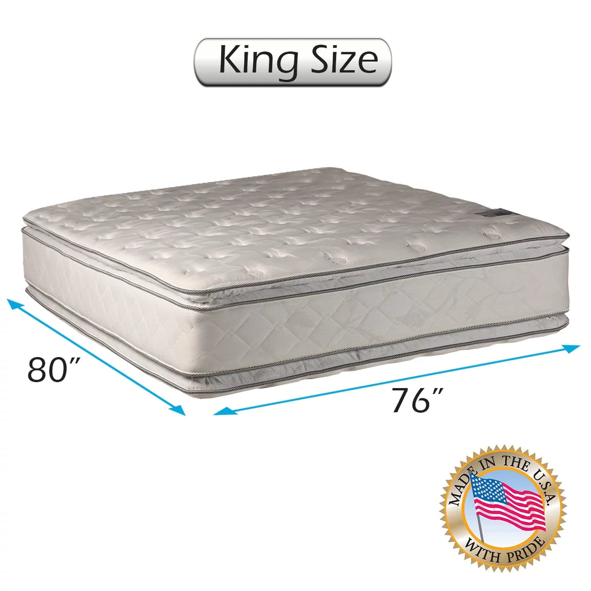 King 76x80x12 Medium Soft Double-Sided Quilted Mattress N60981