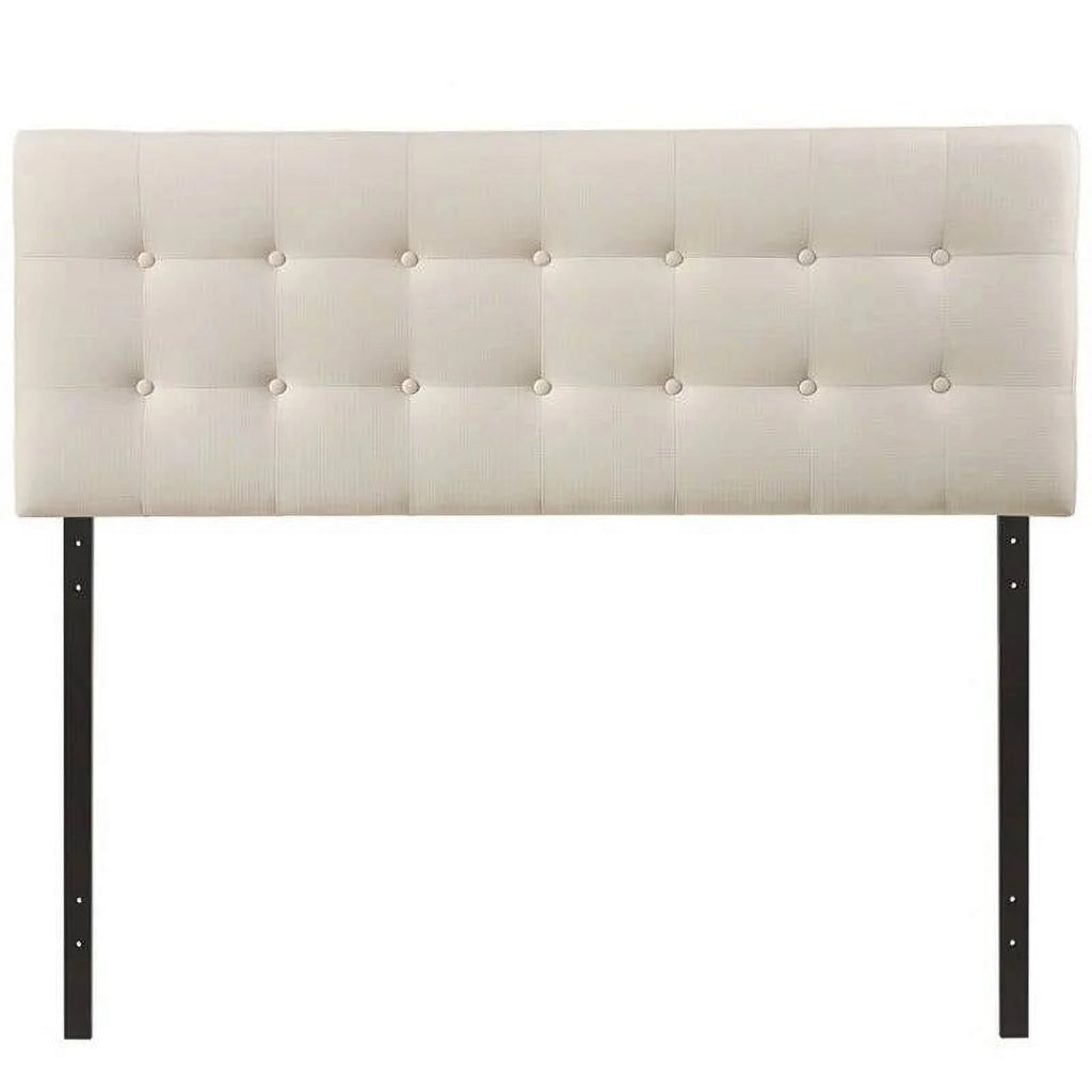 Full size Ivory Fabric Upholstered Tufted Headboard I343