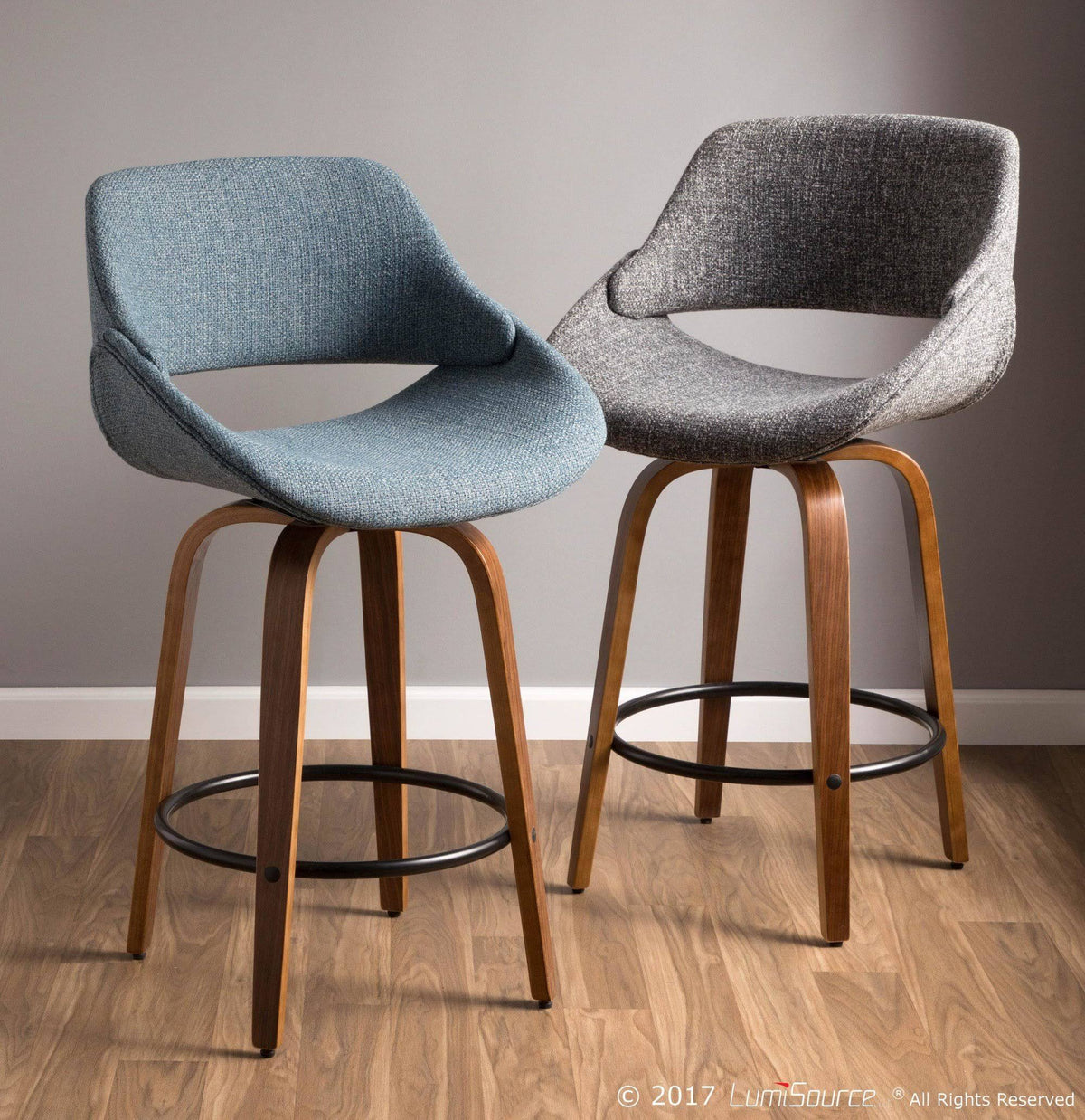 Walnut Cream Fabric Counter Stool (Set of 2) P1610