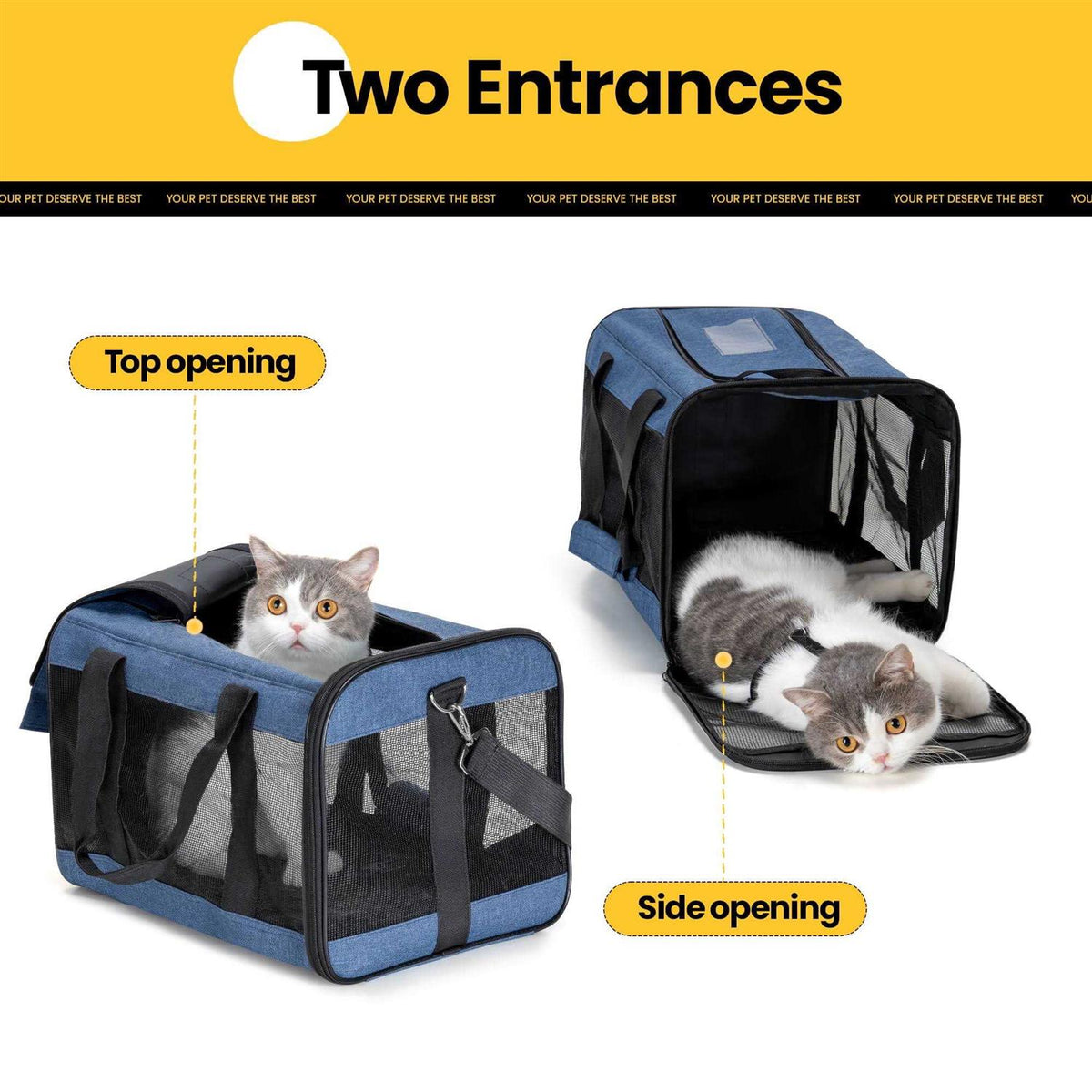 Soft-Sided Cat Carrier with Inner Safety Leash L514602