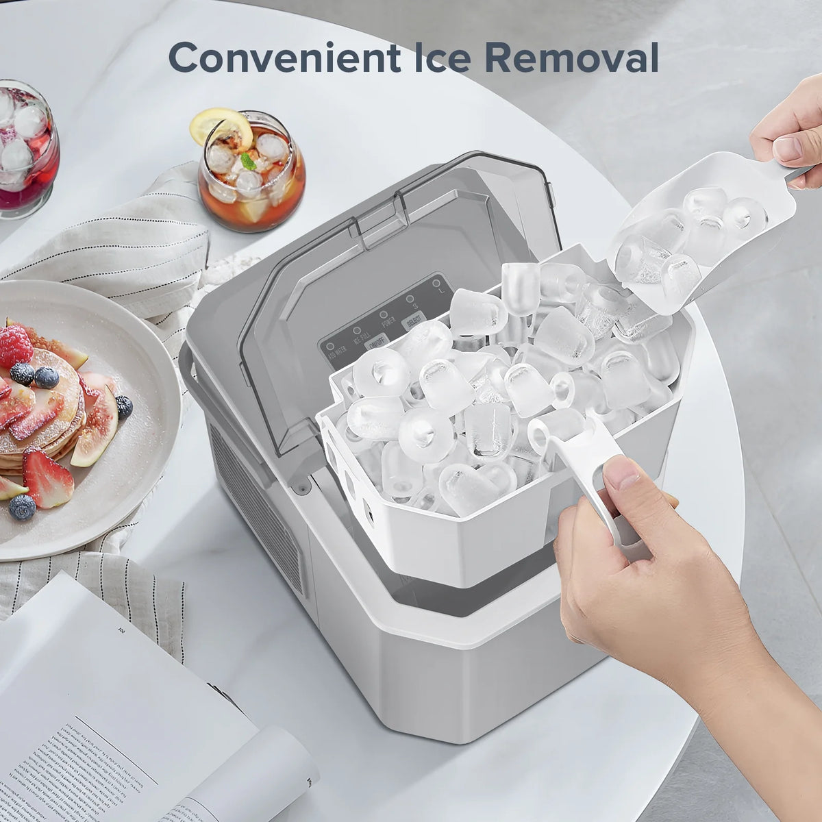 Countertop Portable Ice Maker with Handle and Ice Scoop, Black I1200