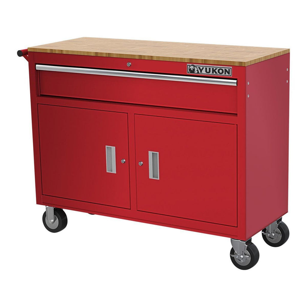 46 in. Mobile Workbench with Solid Wood Top B128915