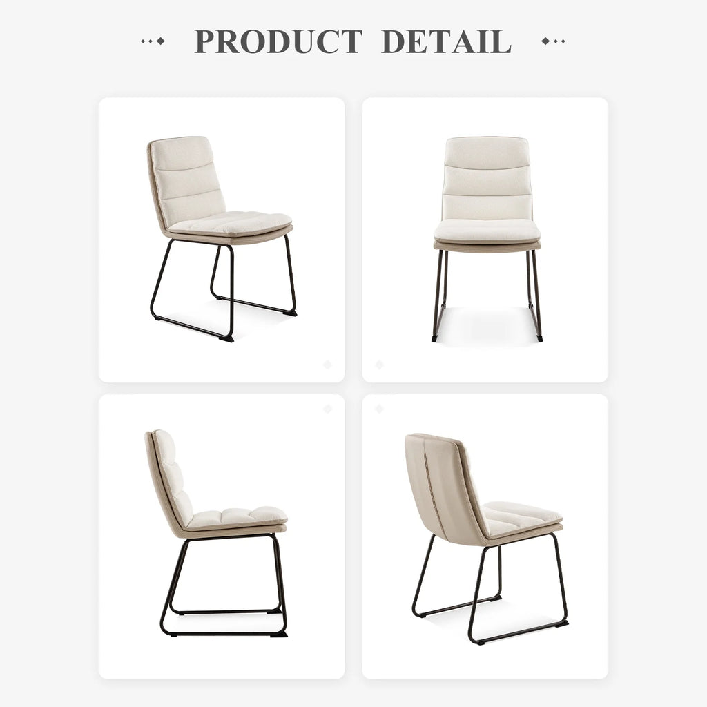Cream Fabric Upholstered Dining Chairs Set of 2 F9280