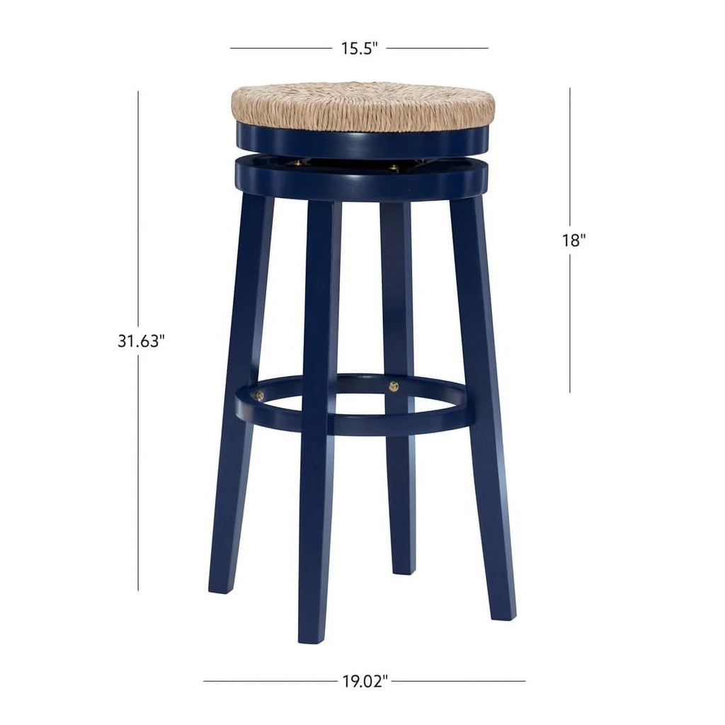 Navy Blue Wood Swivel Barstool V176193