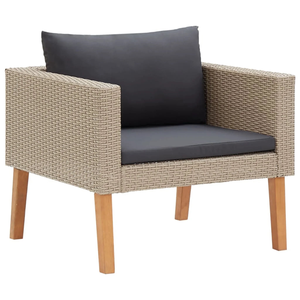 3 Piece Poly Rattan Outdoor Sectional Sofa Set with Cushions O3354
