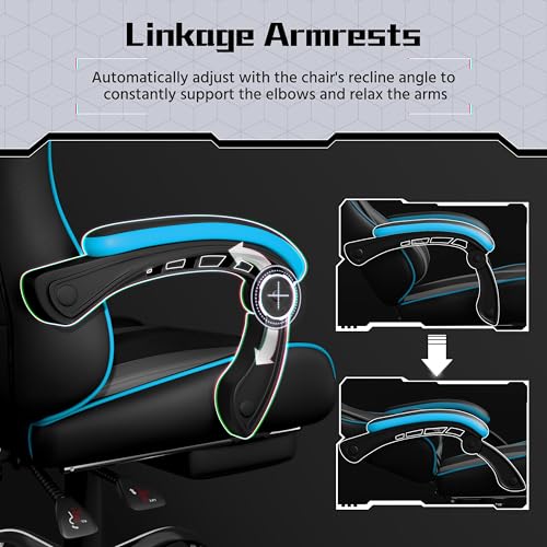 Black Gray Ergonomic Gaming Chair with Massage Lumbar Support and Footrest M212
