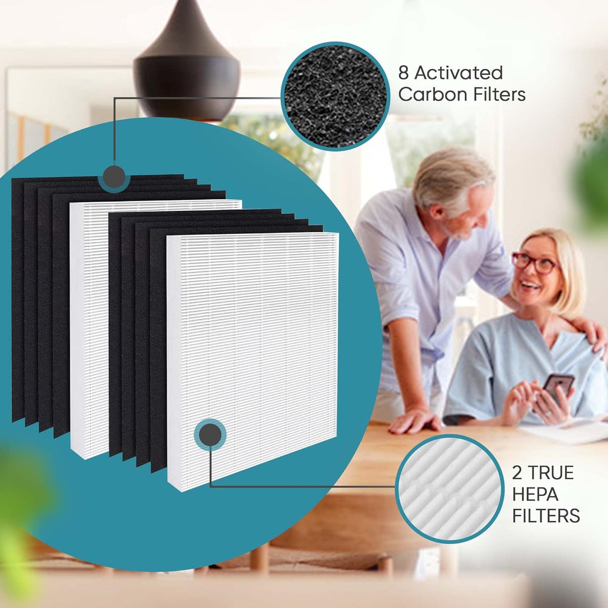 Pack of 2 True HEPA Filter + 8 Activated Carbon Filters L8846