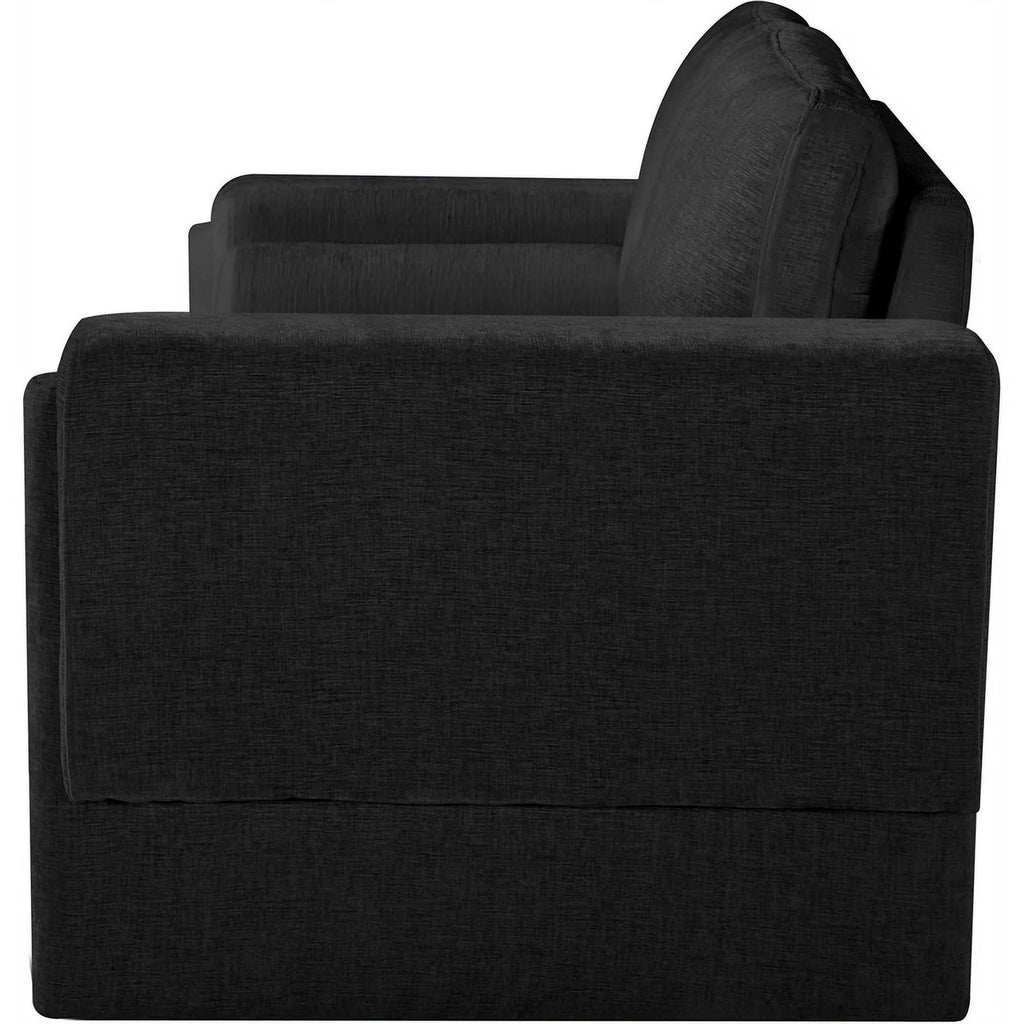 Black Chenille Fabric Loveseat J9503