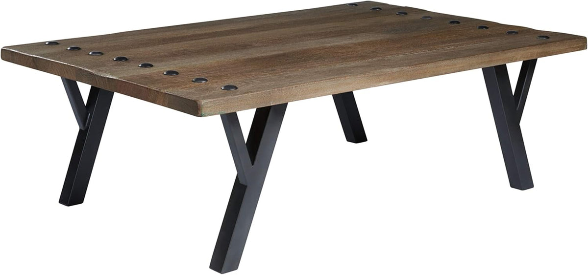 Brown Cocktail Table with Shelf J28970
