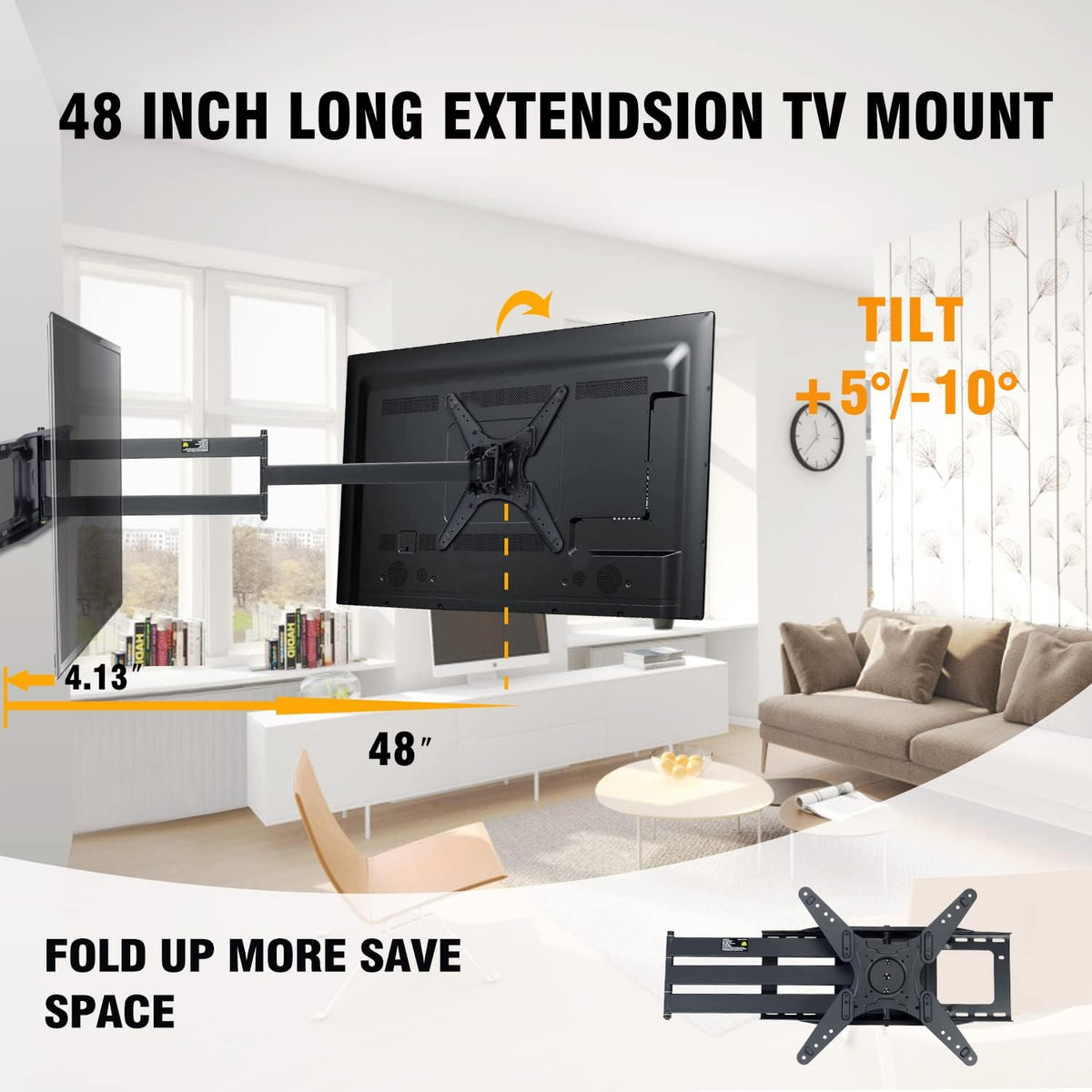 TV Wall Mount Bracket with 48" Extension Articulating Arms G147