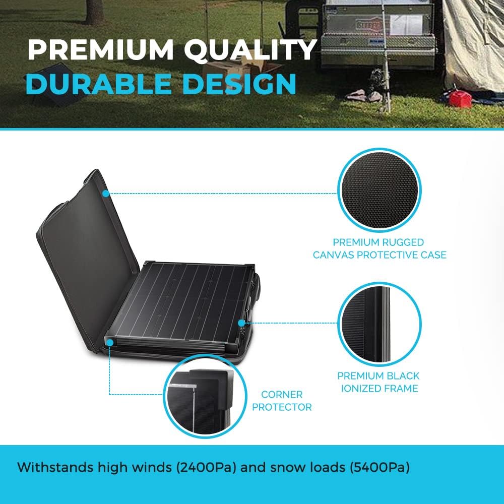 100 Watt 12 Volt Monocrystalline Foldable 2Pcs 50W Solar Panel Suitcase with Waterproof 20A Charger Controller K661570
