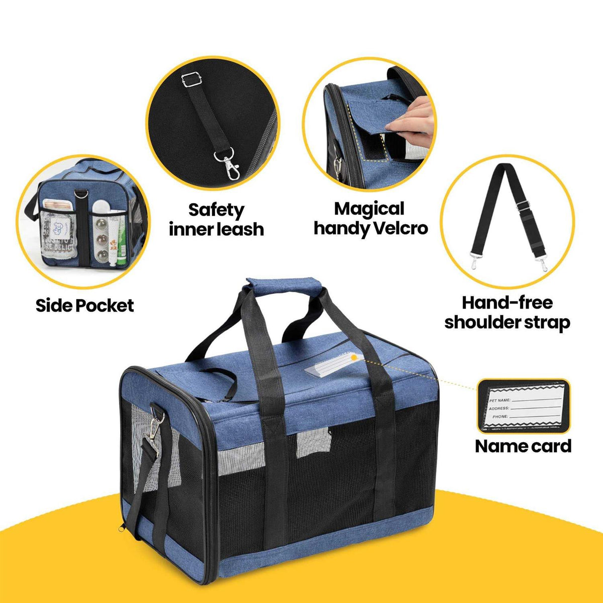 Soft-Sided Cat Carrier with Inner Safety Leash L514602