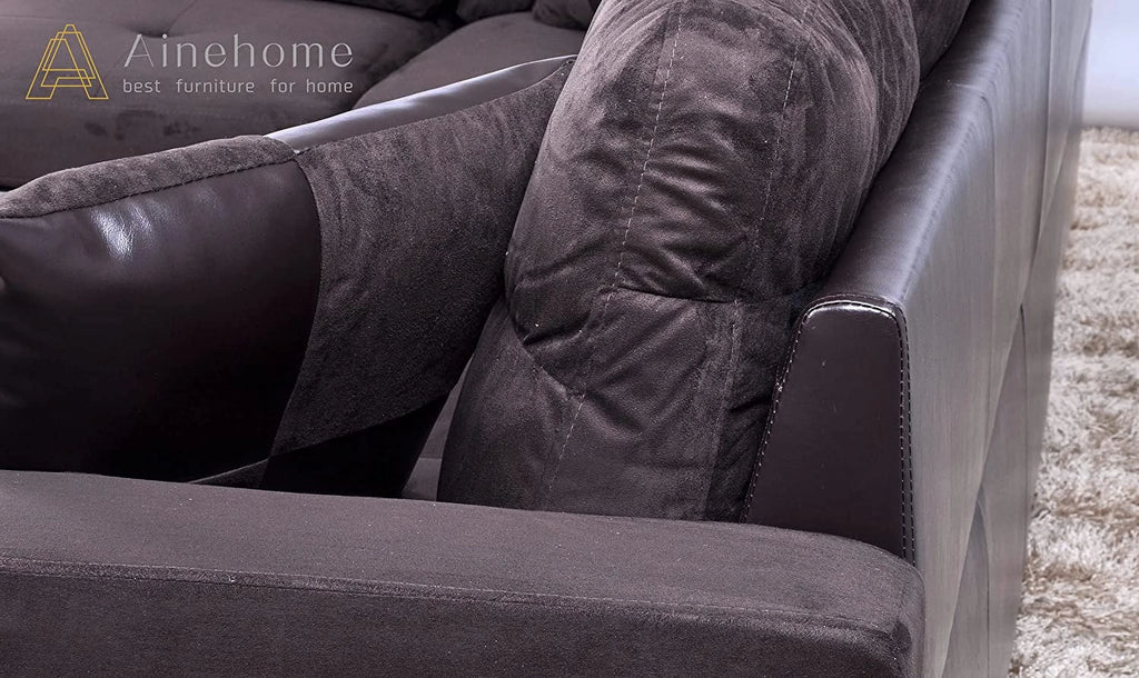 3 PCS L-Shaped Sectional Sofa Set with Storage Ottoman and Pillows Y2006