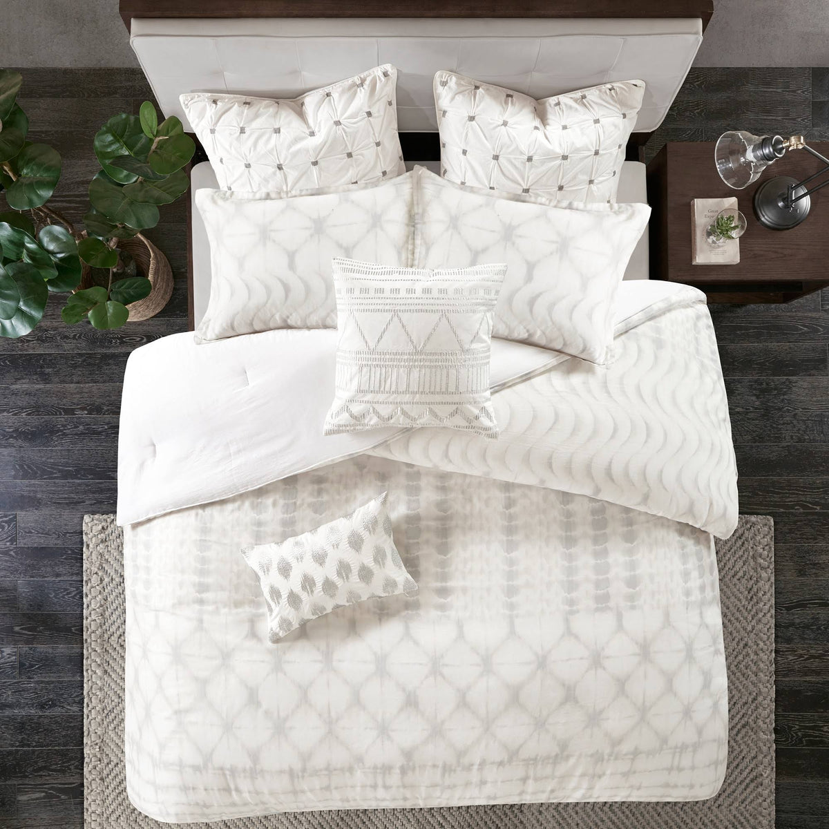 Grey King/Cal King Cotton Duvet Cover Mini Set L12724
