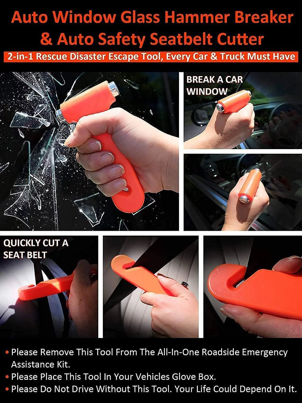 43 Piece Car Emergency Roadside Assistance Kit First Aid Kit Jumper Cables Tow Strap F2957