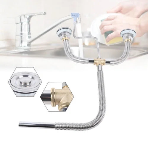 Flexible Pipe Sink Drain Hose Tube Silver Anti-odor K34386