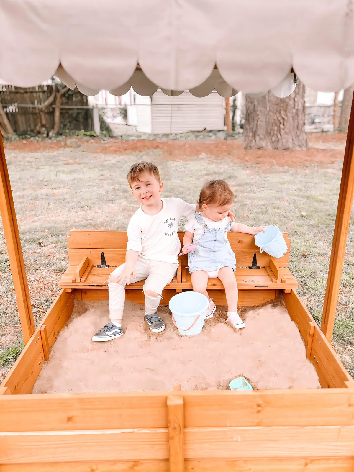47'' Wooden Sandbox with Lid and Bench Y40458