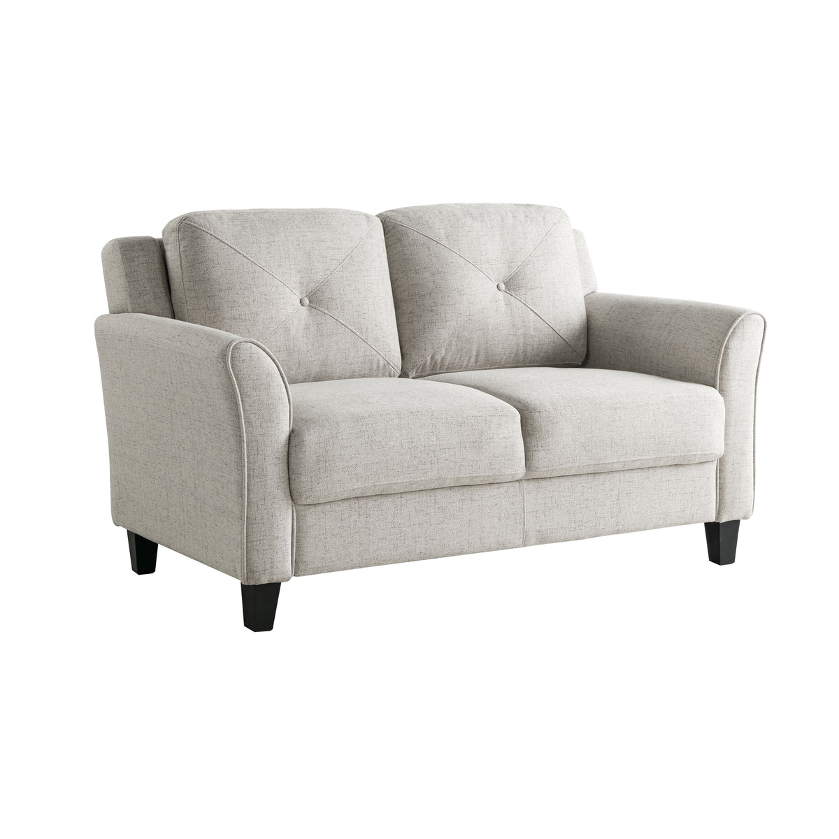 Beige Fabric Loveseat with Curved Arms E36194
