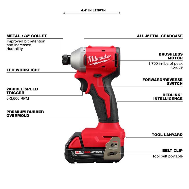 18V Brushless Cordless 1/4 in. Impact Driver Kit with 2.0 Ah Batteries and Charger Y3786
