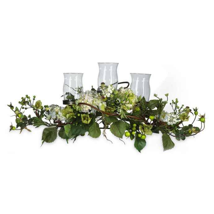 Cream Silk Hydrangea Triple Candelabrum Centerpiece L9826