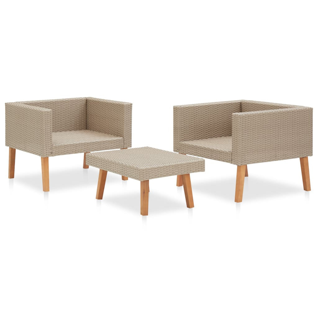 3 Piece Poly Rattan Outdoor Sectional Sofa Set with Cushions O3354