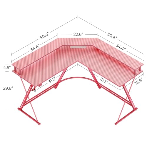 50.4” L-Shaped Gaming Desk with LED Light & Power Outlets G497198