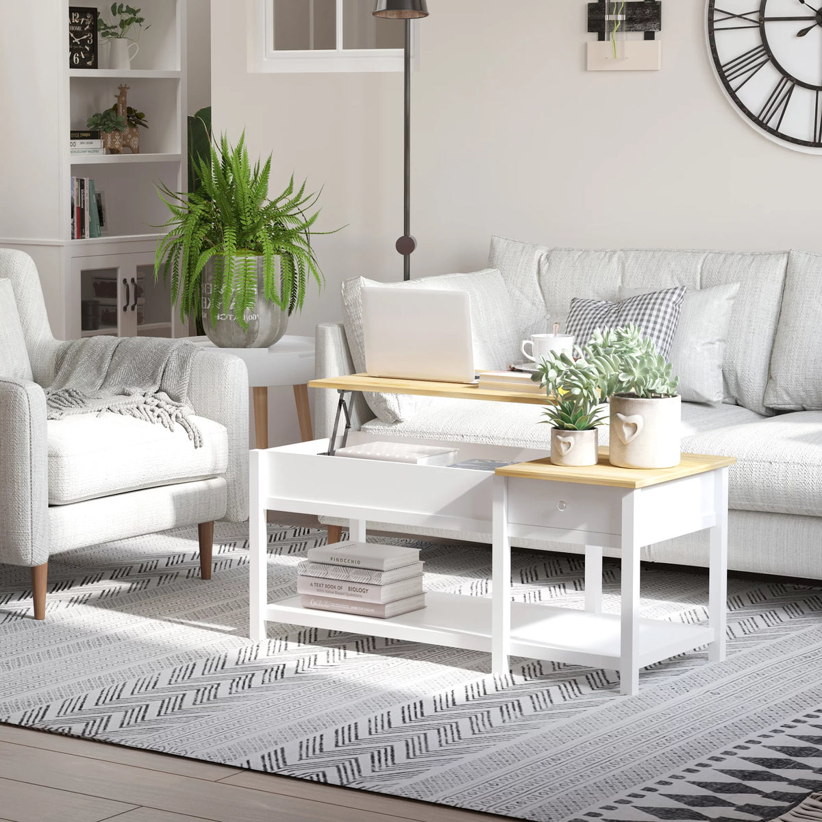 Oak Lift-up Coffee Table with Hidden Storage S7917