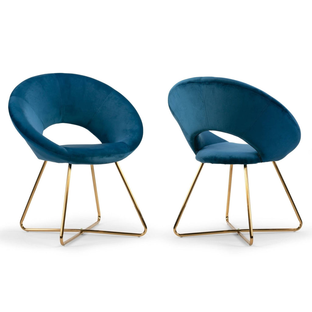 Blue Velvet Dining Chair with Metal Legs K234