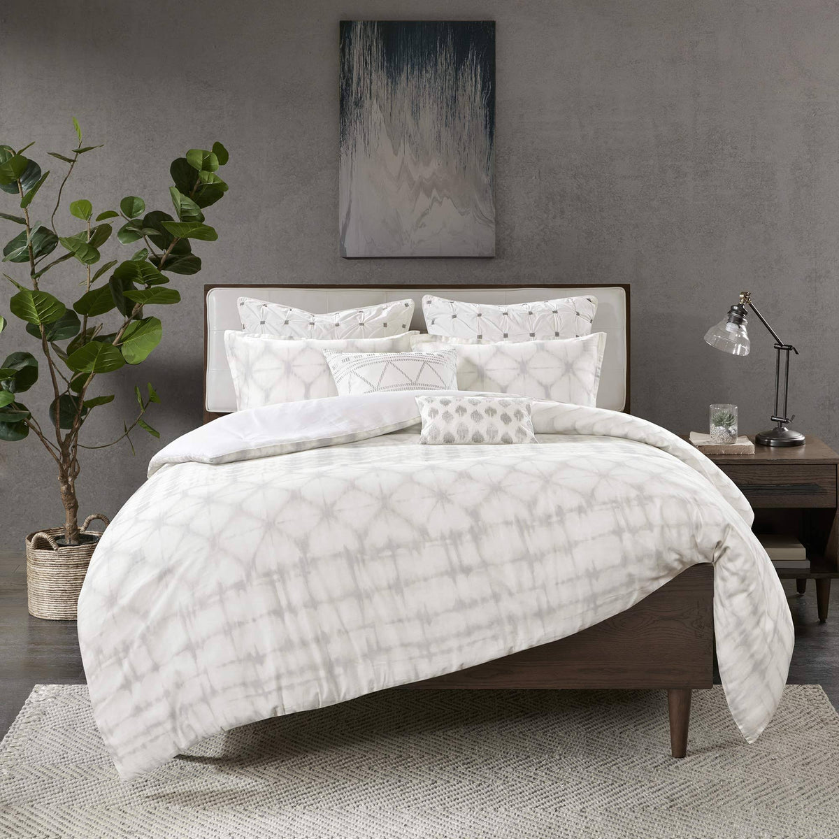 Grey King/Cal King Cotton Duvet Cover Mini Set L12724