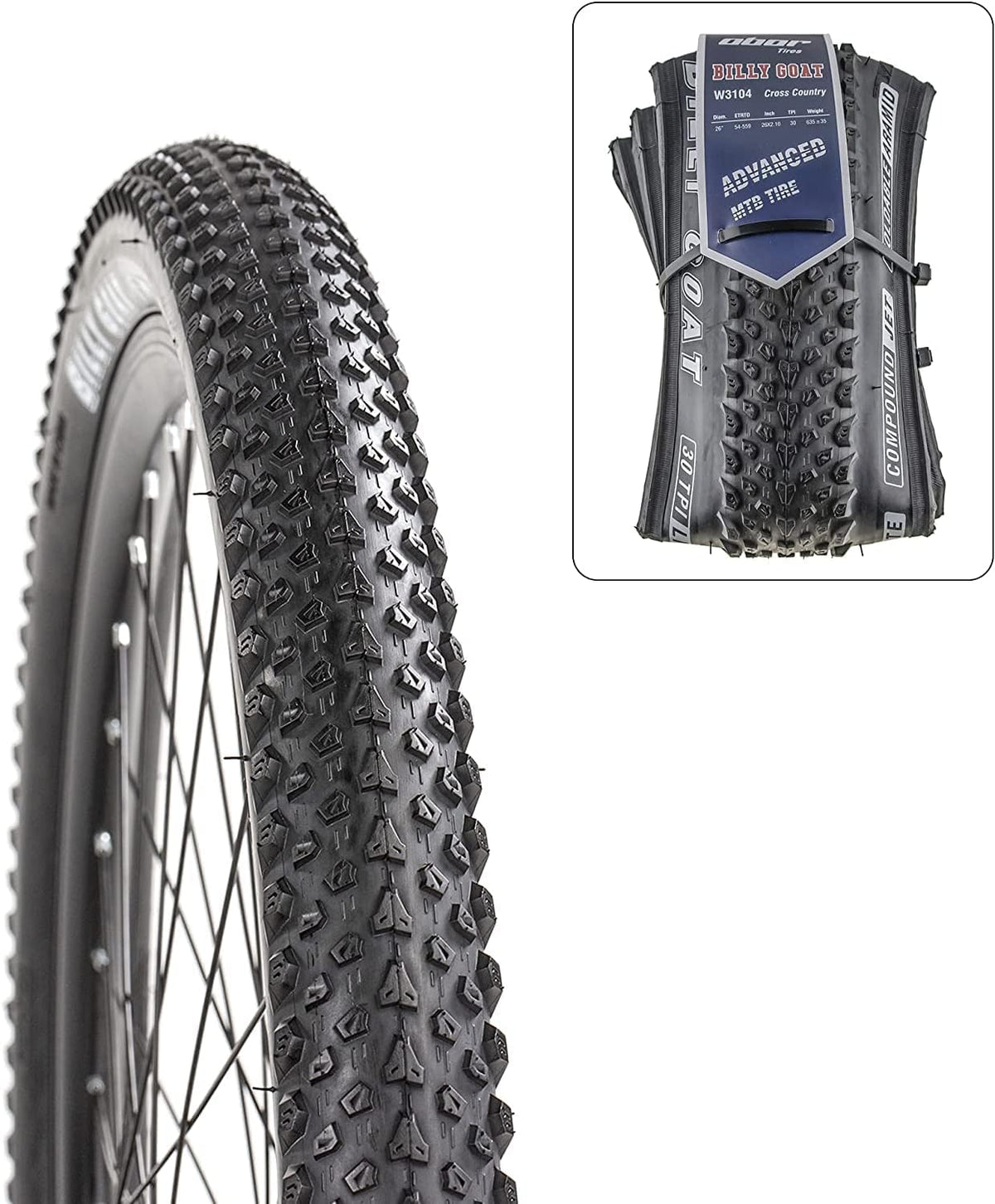 2 Pack Foldable Replacement Mountain Bike Tire 26 27.5 29x2.125 Z79091